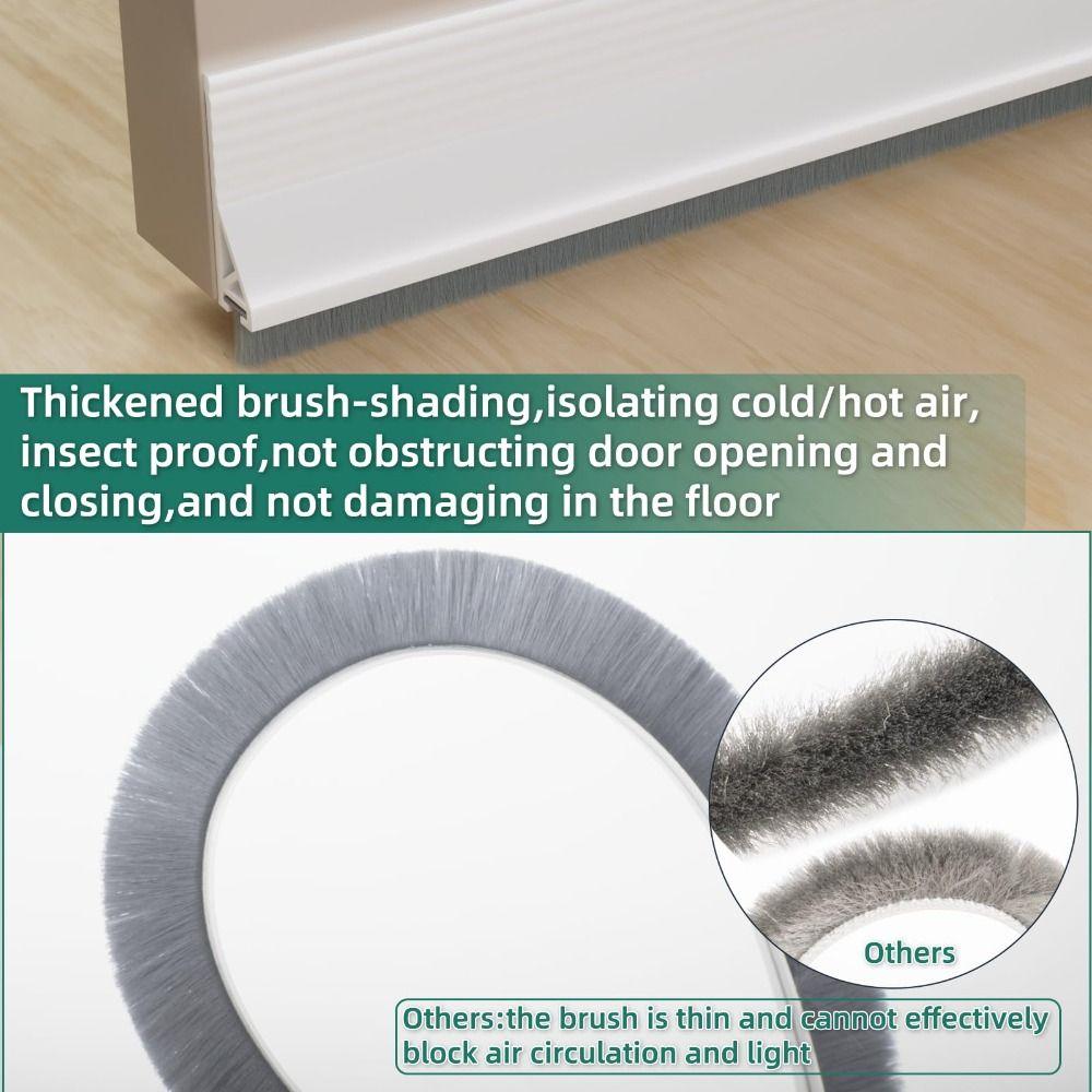 39" Length Door Seal Strip Brush Design Door Draft Stopper Under Door Gap Filler  Universal Fit
