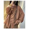 Printed Cotton and Linen Shirt Loose Elegant Casual Versatile Women Top