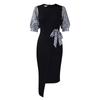 Slit Clothing Summer Women's Sheath Dress Fashion Temperament Printed Patchwork