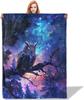 Galaxy Owl Throw Blanket for Women Girls Boys, Soft Flannel Blankets Gifts for Living Room Couch, Home, Sofa Decor, 50"x60"