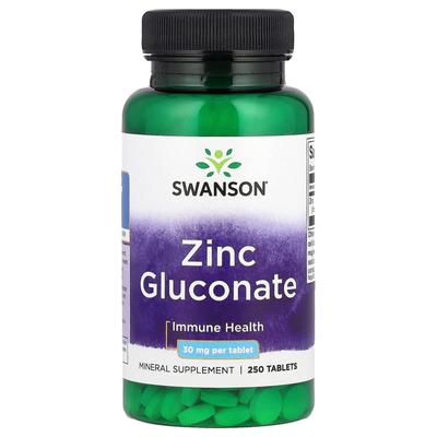 Swanson, Zinc Gluconate, 30 Mg, 250 Tablets