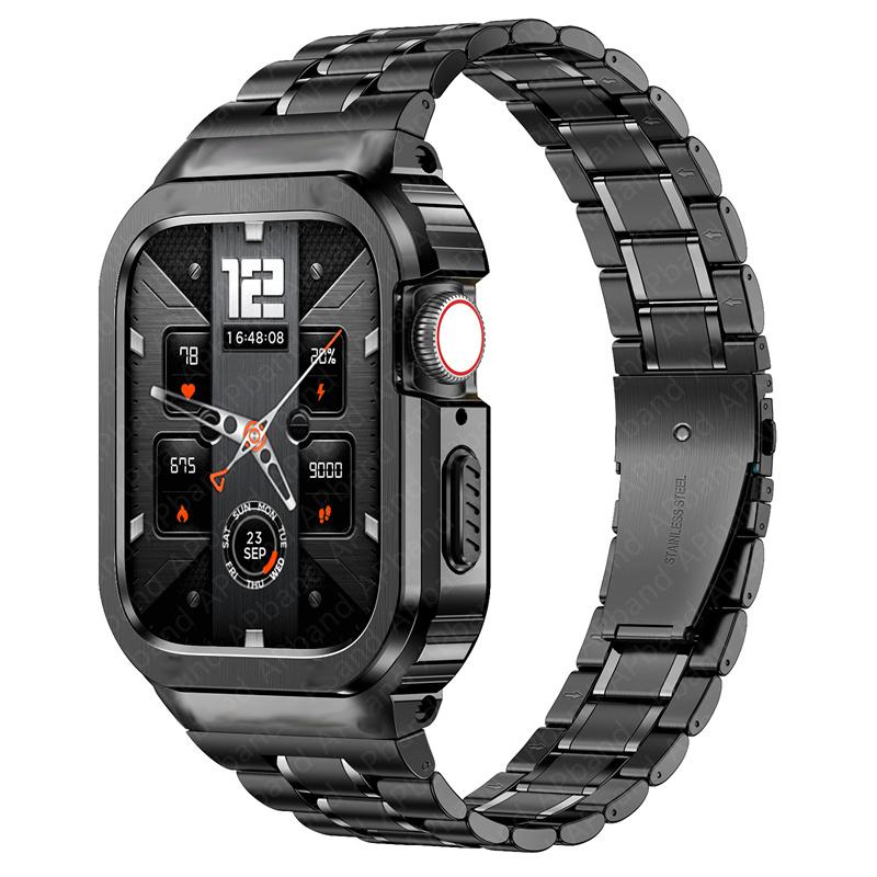 Stainless Steel Case+Strap For Apple Watch Band 44mm 45mm 49mm 40mm Bumper Cover Accessories iwatch Ultra series 8 6 SE 7 Strap
