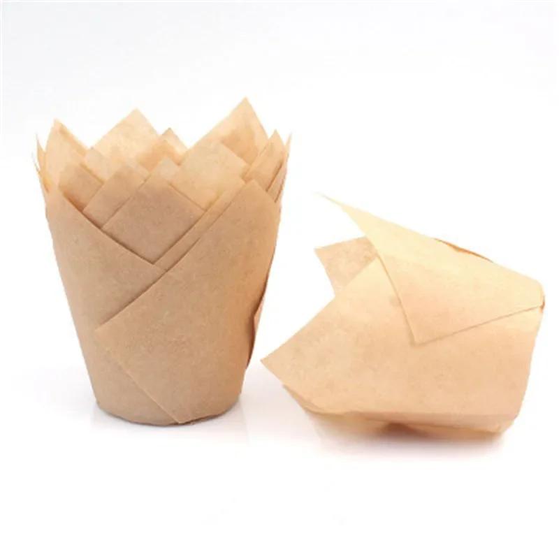 50 Stück Cupcake-Förmchen im Zeitungsstil Backförmchen für Hochzeitsfeier Caissettes Tulpenförmchen Muffin-Cupcake-Papierförmchen Ölfest Kuchenverpackung