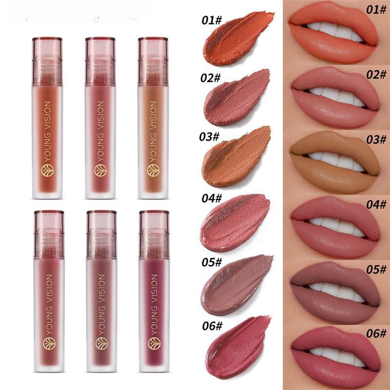 6 Colors Available Liquid Mouth Red Lip Glaze Matte Lip Mud Velvet Non-stick Cup Mist Matte Lip Gloss