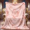 A 2D Flannel Blanket with a Pink Base and Red Rose Pattern, Featuring Soft High-definition Digital Printing. This Cooling Blanket Is Suitable for Year