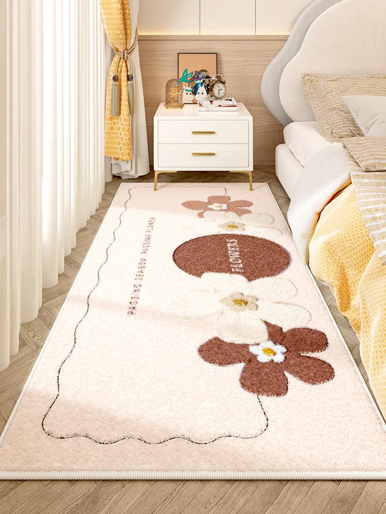 Flower Pattern Bedroom Decor Plush Thick Plush Carpets for Living Room Anti-slip Bedside Washable Floor Mat Home Fluffy Soft Rug