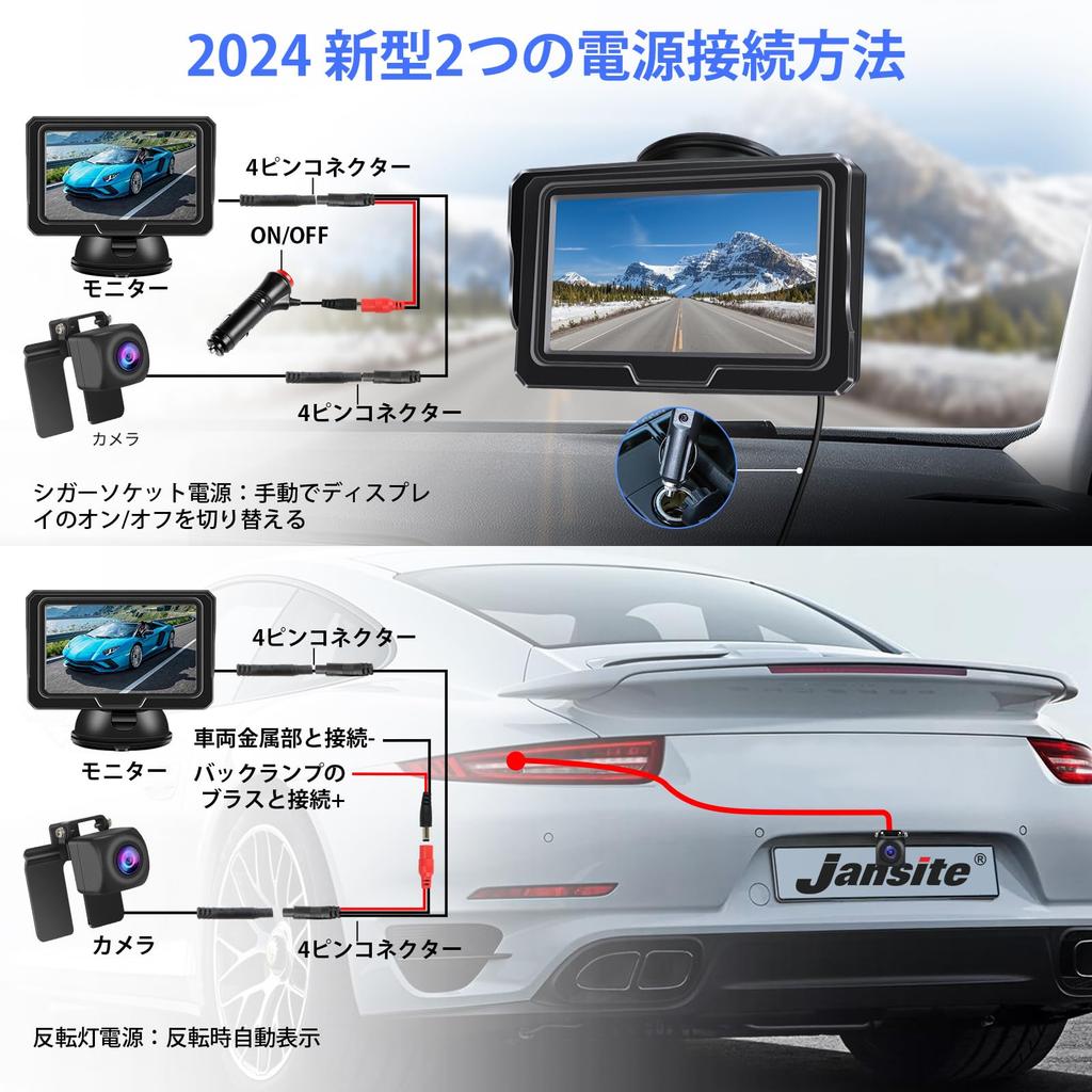 Jansite AHD 4,3palcový LCD monitor, Sada kamery zadního monitoru, 1080P, Super noční vidění