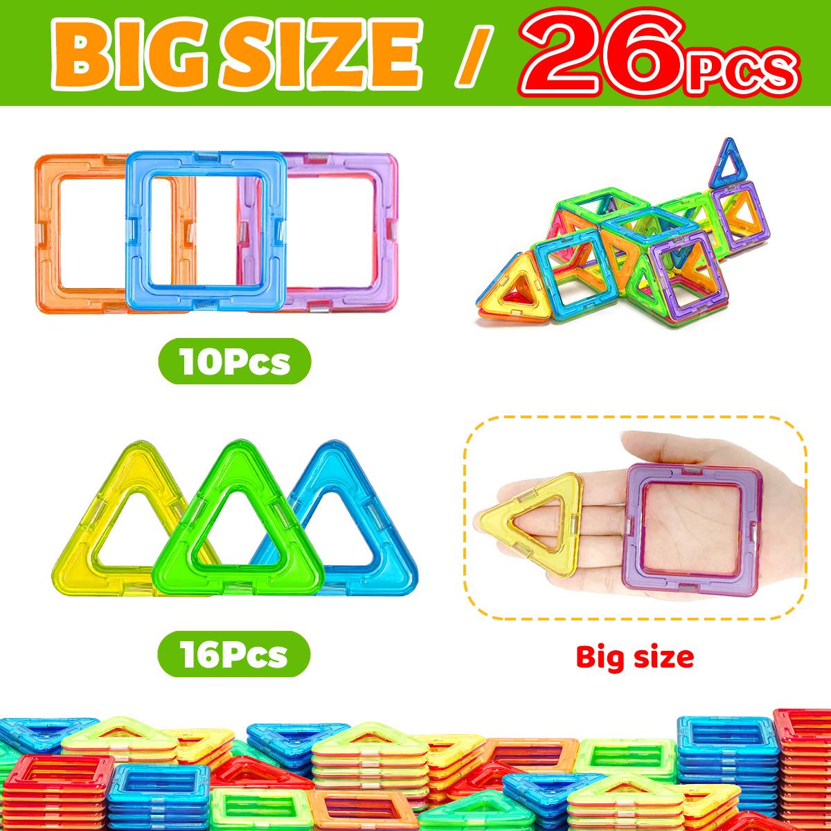 

Big Size Magnetic Building Blocks - 3D STEM Educational Constructor Toys For Kids Multiple Shaped Magnetic Building Blocks