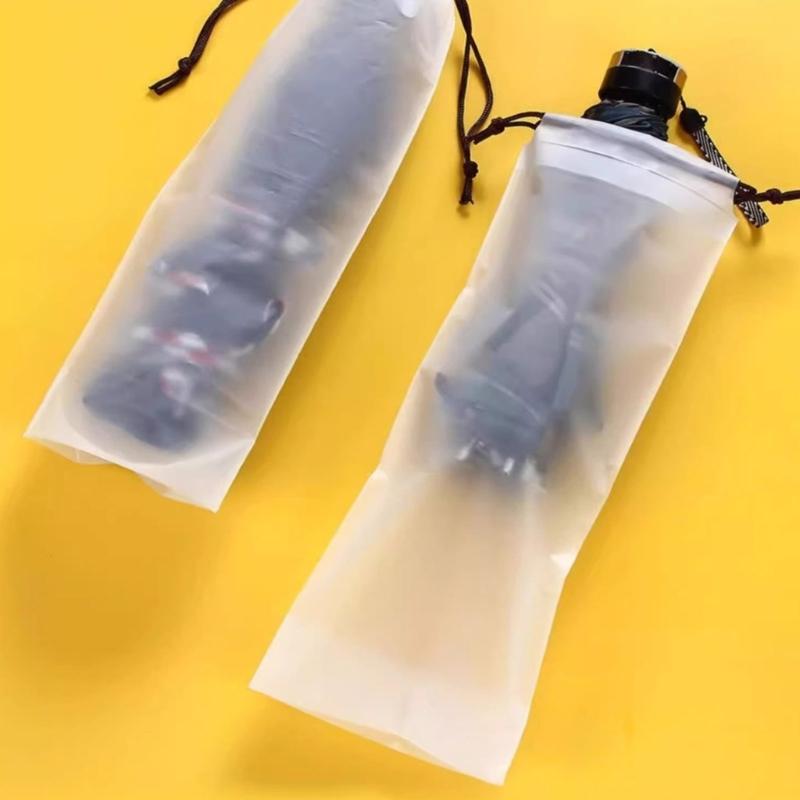 Waterproof Plastic Bag Reusable Travel Umbrellas Drawstring Storage Cover Clear Umbrellas Storage Bags Home Organizers