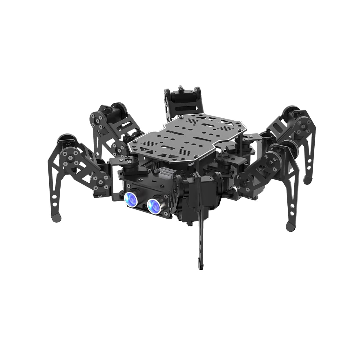 

miniHexa 18DOF Hexapod Robot for Arduino AI Voice Color Target Obstacle STEM Open Source Robot with Standard Kit Programming, Spider-Like Walking,