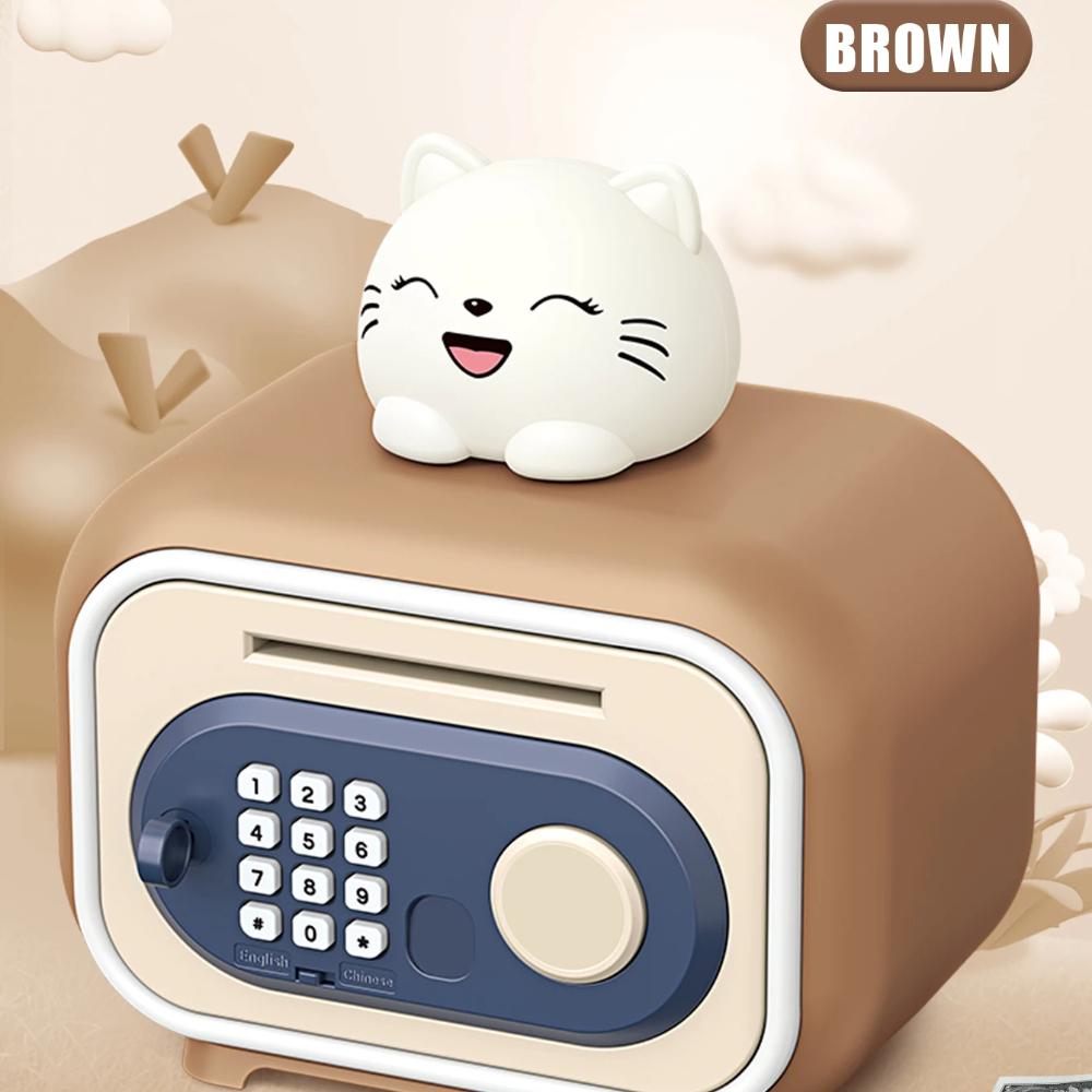 

Электронная копилка-игрушка, сейф для денег, копилка, пароль, кодовый замок, банкомат, подарки для детей, не включая батарею коричневый