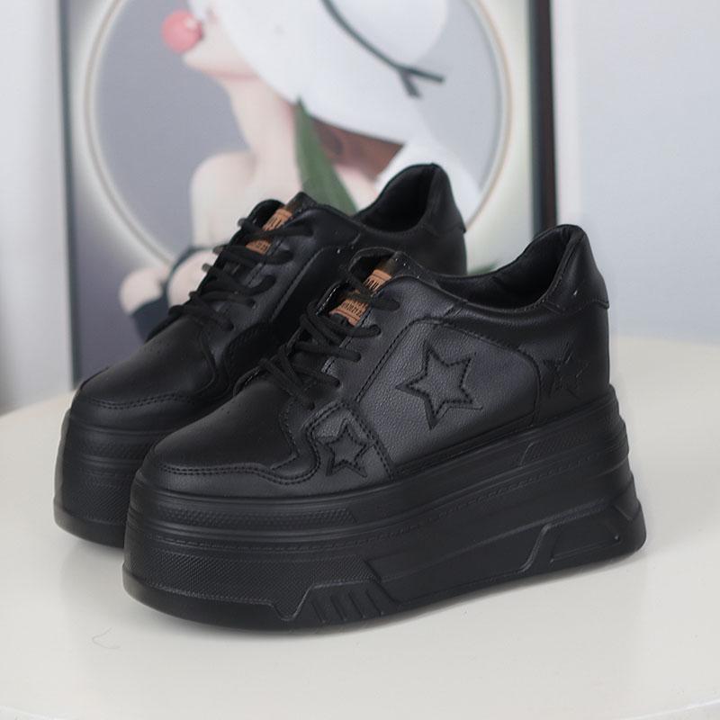 Fashion Women 12 CM Platform Sneakers Casual Outdoor Simple Design Skateboard Comfortable Lace Up Sneakers High Quality Sport Shoes