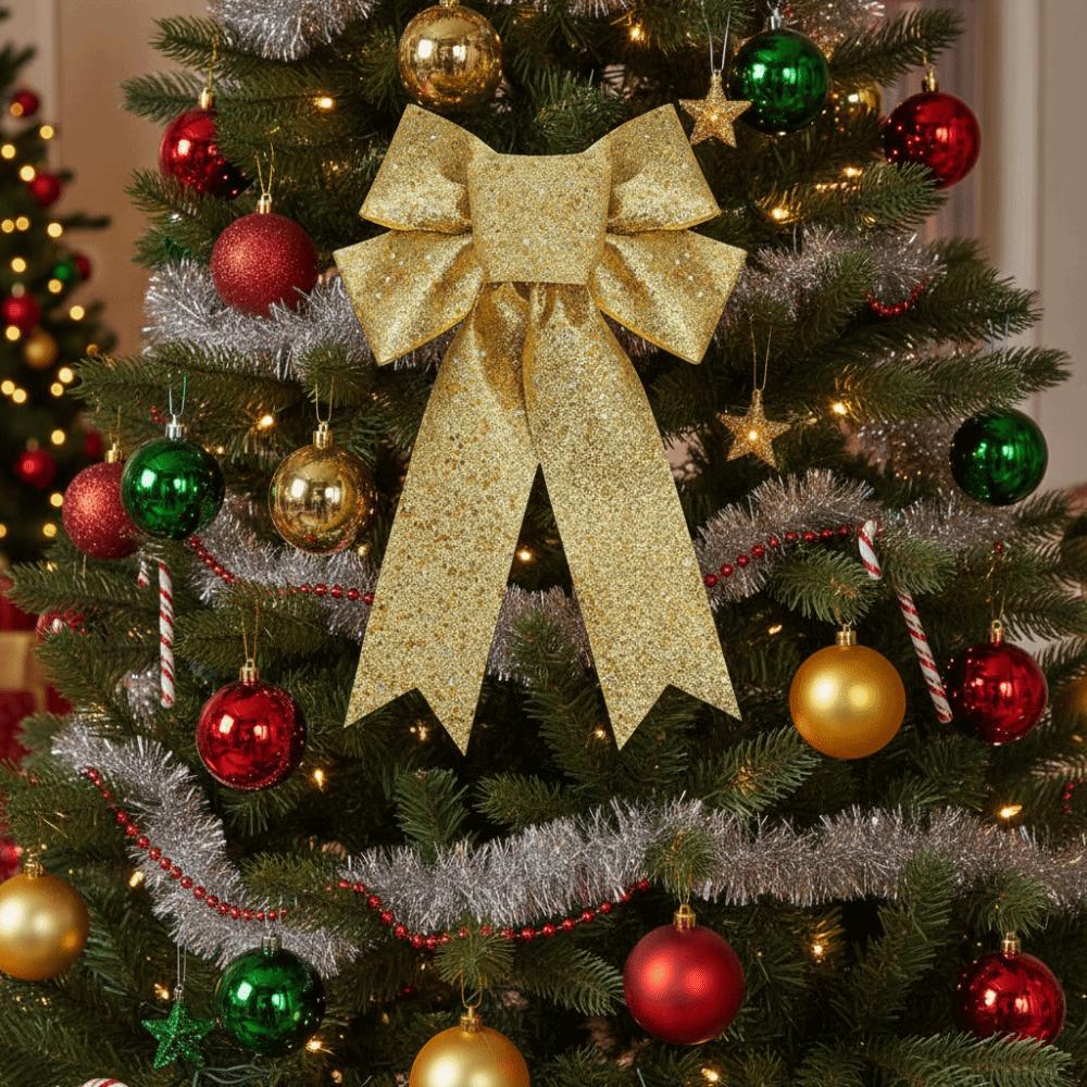 Creative Bow Christmas Decoration Sparkling Christmas Bow Decorations  Xmas Party Supplies