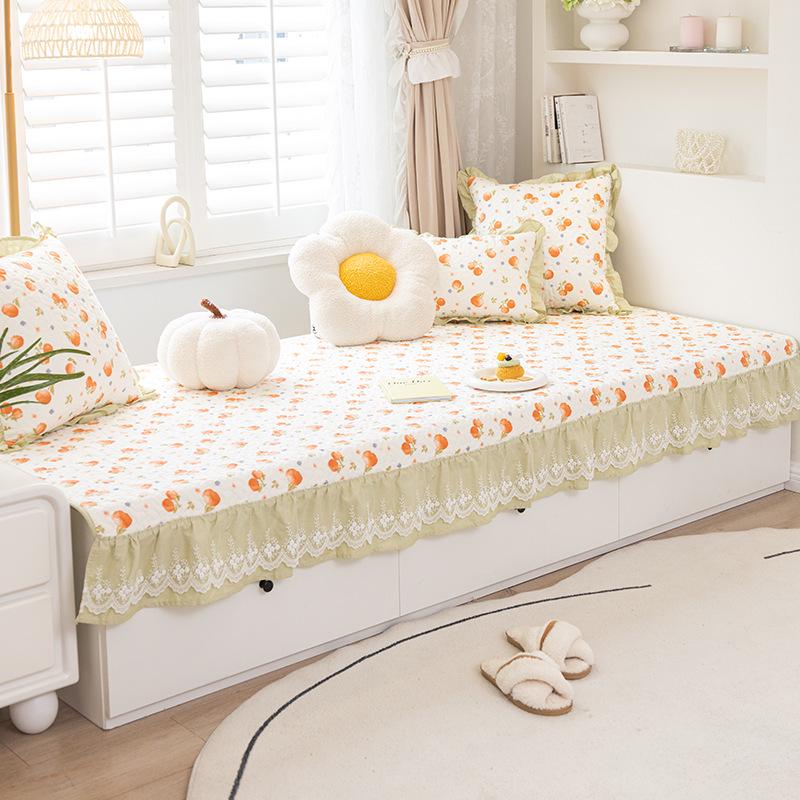 High-End Luxury Bay Window Cushion Set with Valance - Non-Slip & Machine Washable