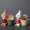 Pastoral Creative Cartoon Animal Resin Succulent Green Plant Flower Pot Container Personalized Cute Bunny Flower Pot