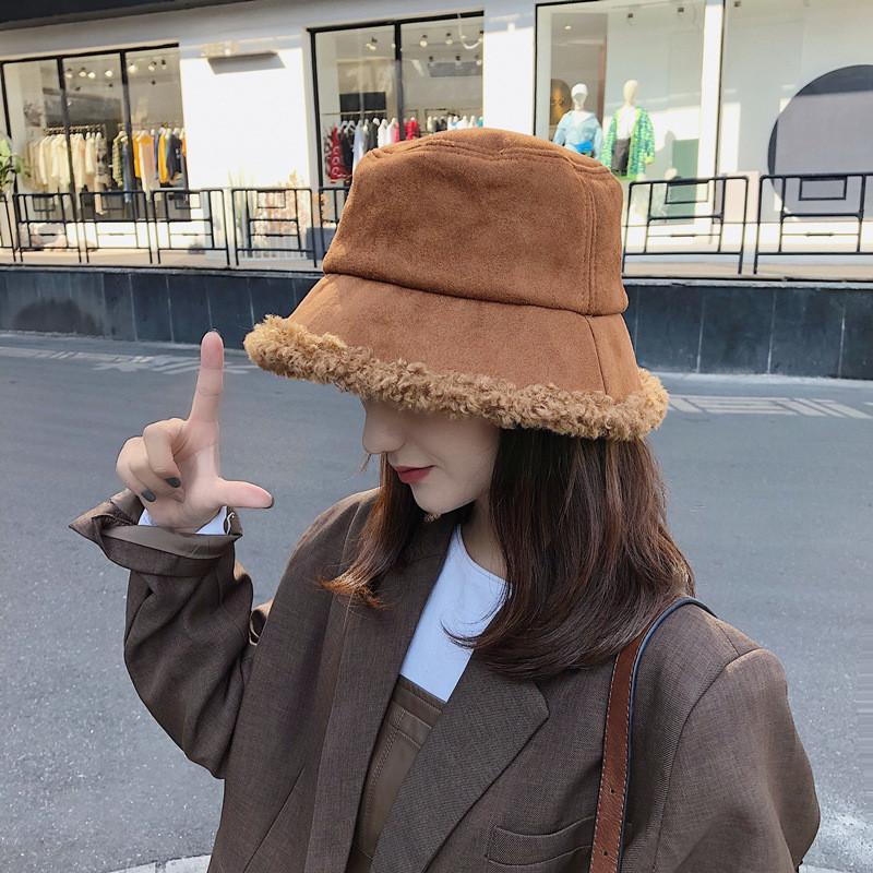Fashionable Winter Womens Bucket Hat Plush Lambswool Fabric For Stylish And Outfits Warm