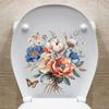Fresh Style Floral & Butterfly Toilet Stickers, Waterproof Removable Self-Adhesive Bathroom Wall Decals