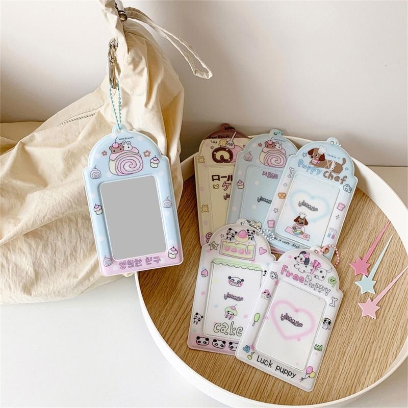 Photocard Holder Korean Popular Photo Card Holder with Keychain ID Cards Holder Pendant Keychain Student Card Sleeves