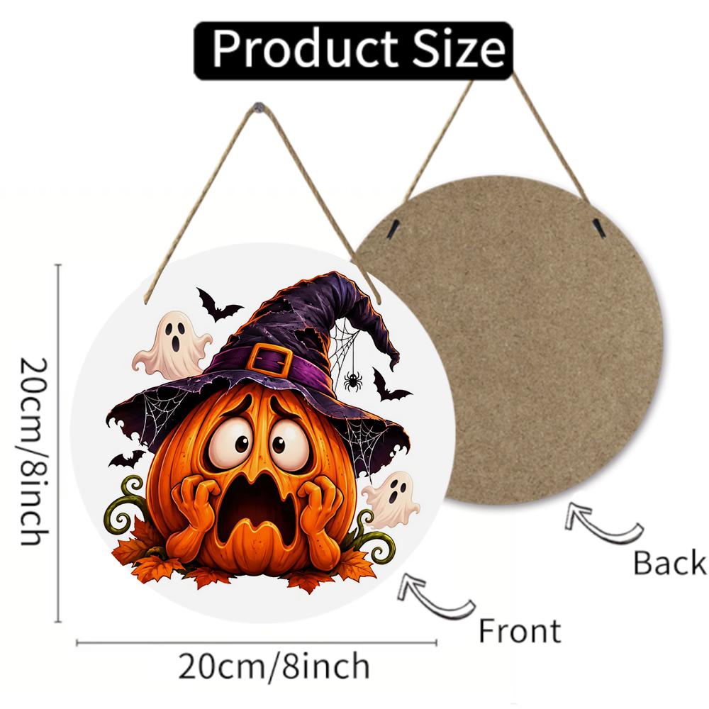 Spooky pumpkin print natural wood plaque Round Wooden Hanging Plaque home wall decor party supplies festive Halloween interior ornament