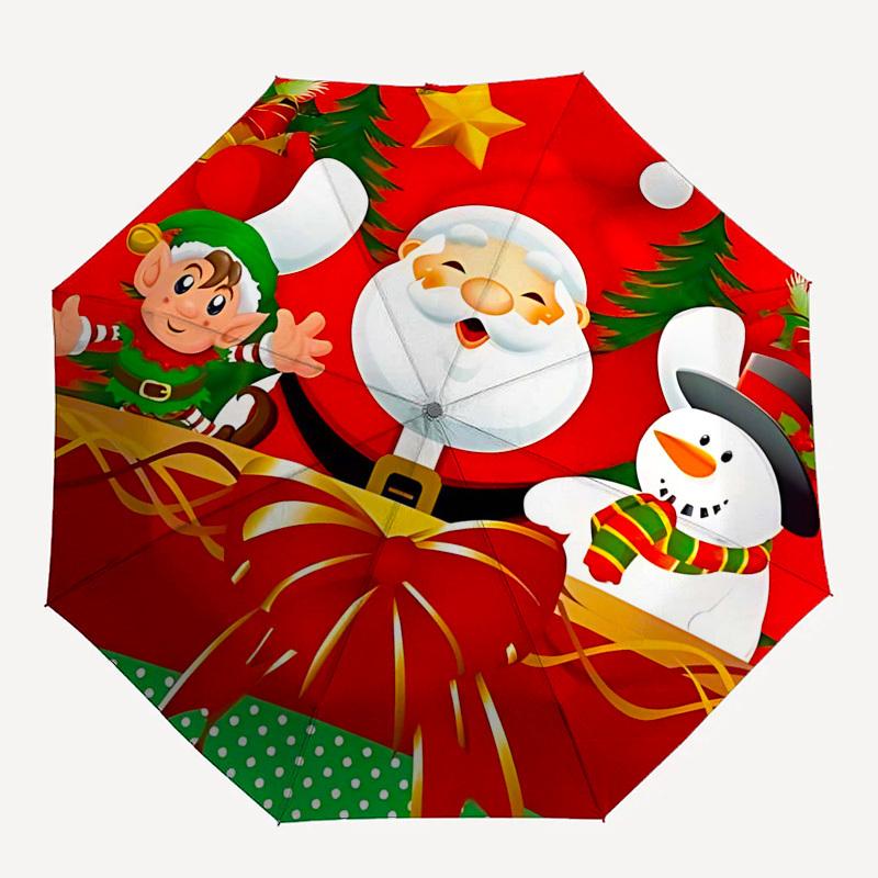 1pc Christmas Santa Claus Elf Snowman Automatic Opening Folding Umbrella, 8 Bone Iron Frame Outdoor Umbrella, Perfect Holiday Gift for Fans, Travelers