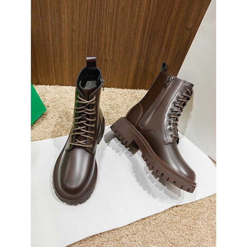 Martin boots women's winter new inner height increase small velvet short boots thick-soled British style spring and autumn single boots