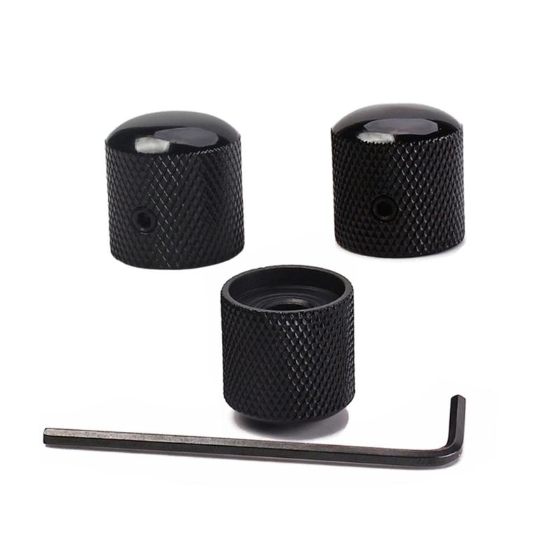3 Pcs Electric Guitar Bass Effect Knob Volume Tone Control Knob Potentiometer Cap Metal Dome Knobs Replacement Parts