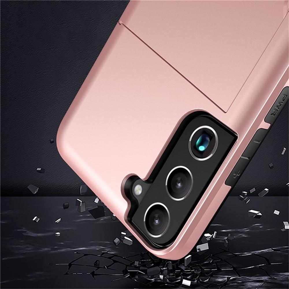 AMORUS For Samsung Galaxy S22 5G Case with Sliding Card Holder PC TPU Phone Back Cover