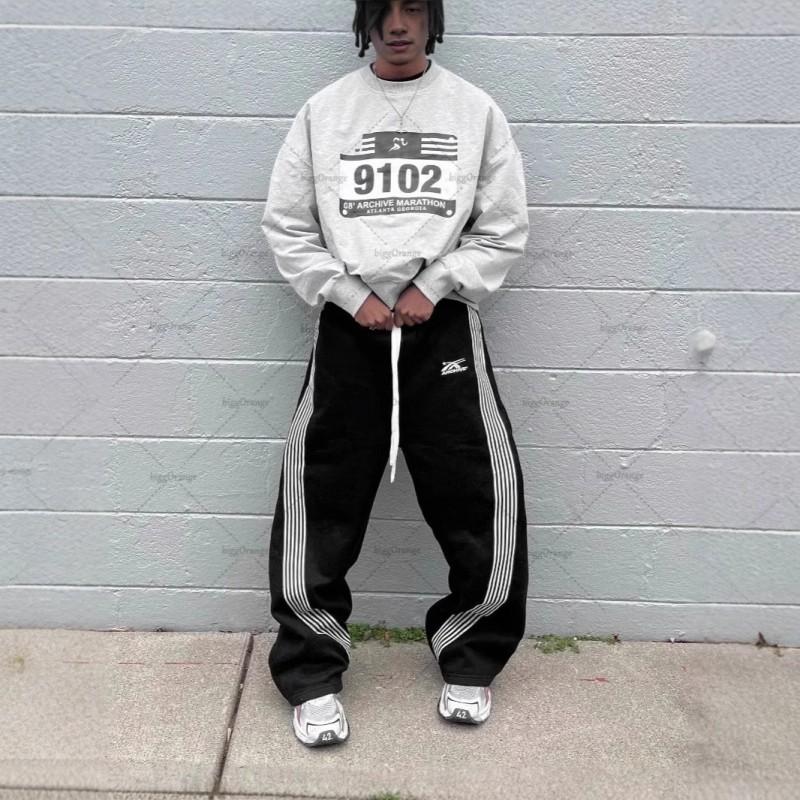 American Vintage Side Stripe Jogger Pants Unisex Casual Streetwear
