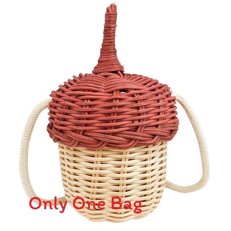 Mini Children Woven Crossbody Bag With Pinecone Design Casual Accessories Kids