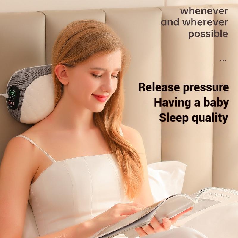 Multi Functional Electric Cervical Massage Pillow Vibration Hot Compress Cervical Massage Waist Traction Stretching Massager