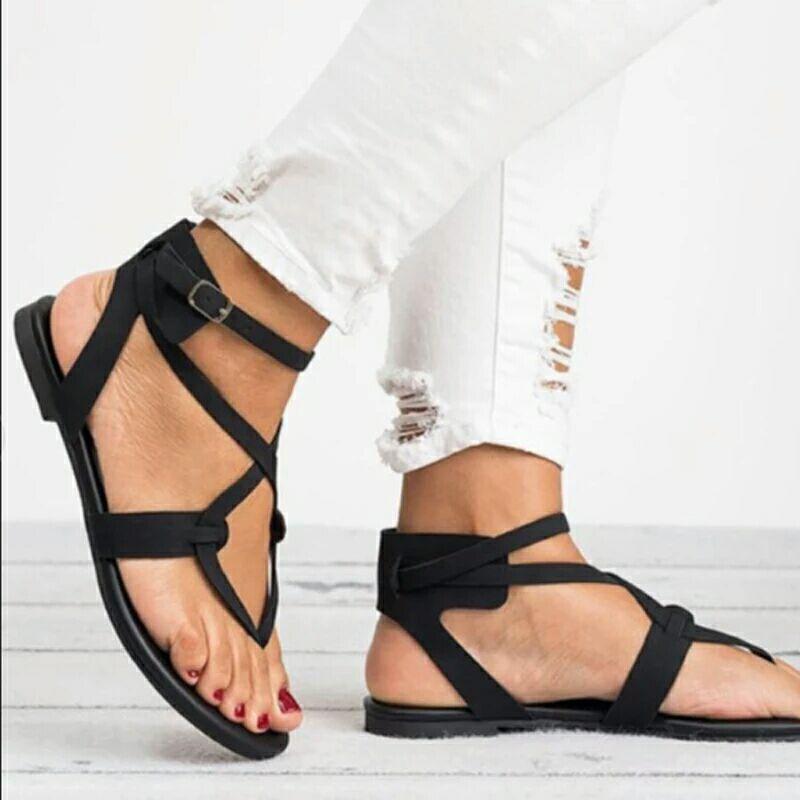 

Большого размера пляжные сандалии на плоской подошве женские весенне-летние новые с пряжкой с рыбьим носком женские сандалии 38 чёрный