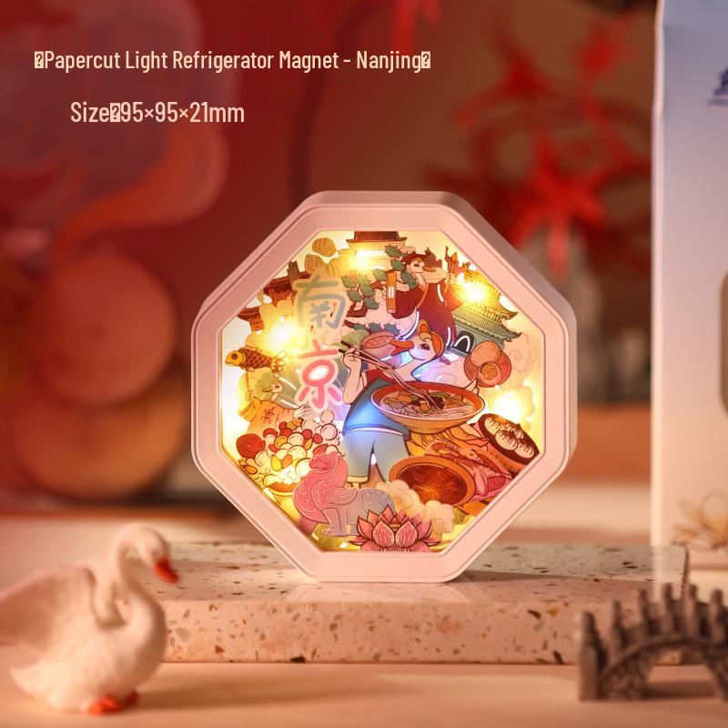 Guochao Paper Sculpture Fridge Magnet Souvenirs for Tourist Attractions