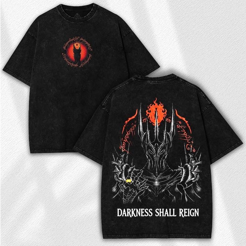 Dark Lord Washed Tee: Vintage Fantasy Graphic Shirt – Darkness Shall Reign Stree