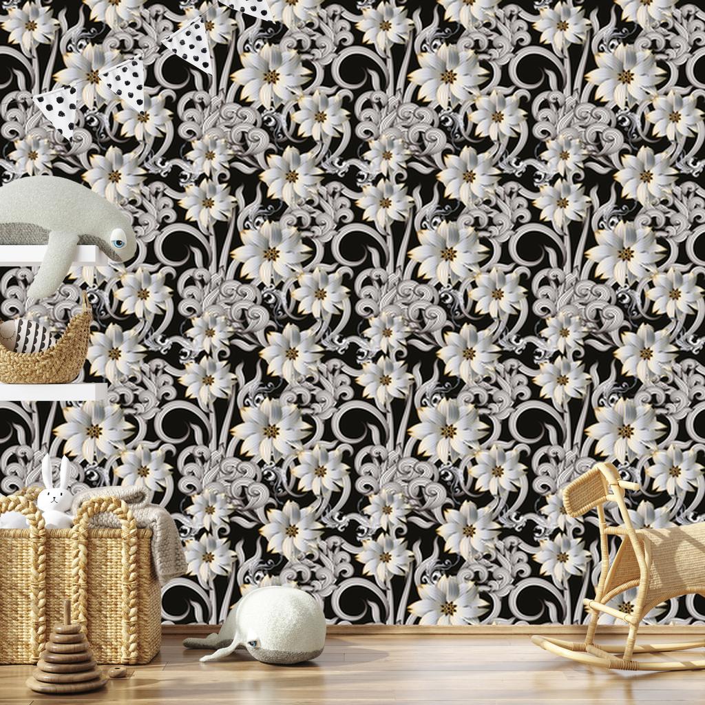 Optical and Flower Wallpaper with 3D Effect for Living Room and Bedroom 50x1000