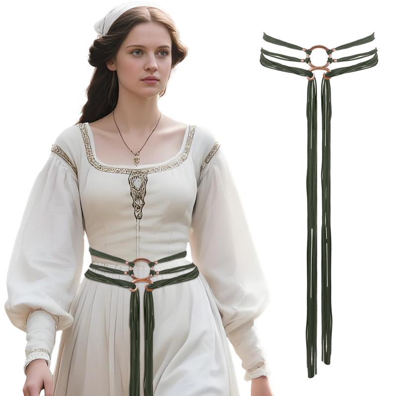 Medieval Long Rope Ring Knotted Belt For Women, Norse Witch Waist Knotted Rope Belt, Viking Renaissance Costume Accessories
