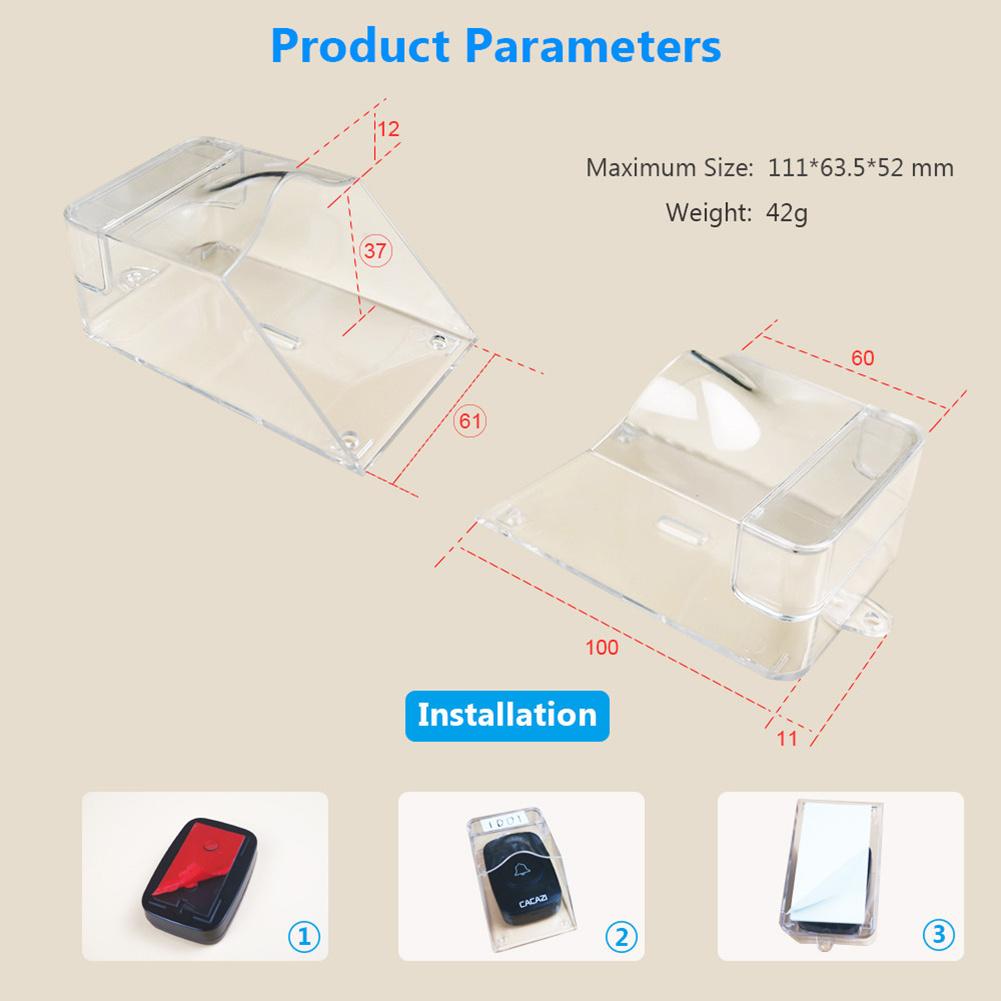 1 Pièce Couvercle Imperméable Transparent pour Sonnette de Porte Sans Fil avec Adhésif Double Face Sonnette de Porte Intelligente Transmetteur Extérieur Carillon Fournitures