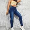 Damen-Freizeithose, einfarbig, vielseitig, schmal geschnitten, gerades Bein, Jeans