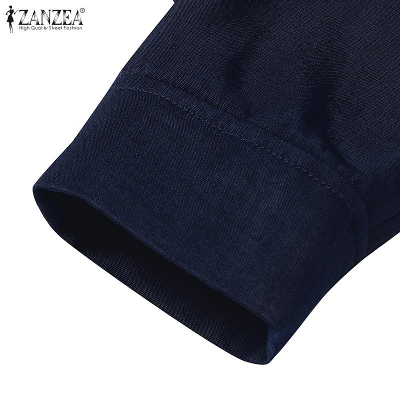 ZANZEA Damen Umlegekragen Lässige Langarmbluse