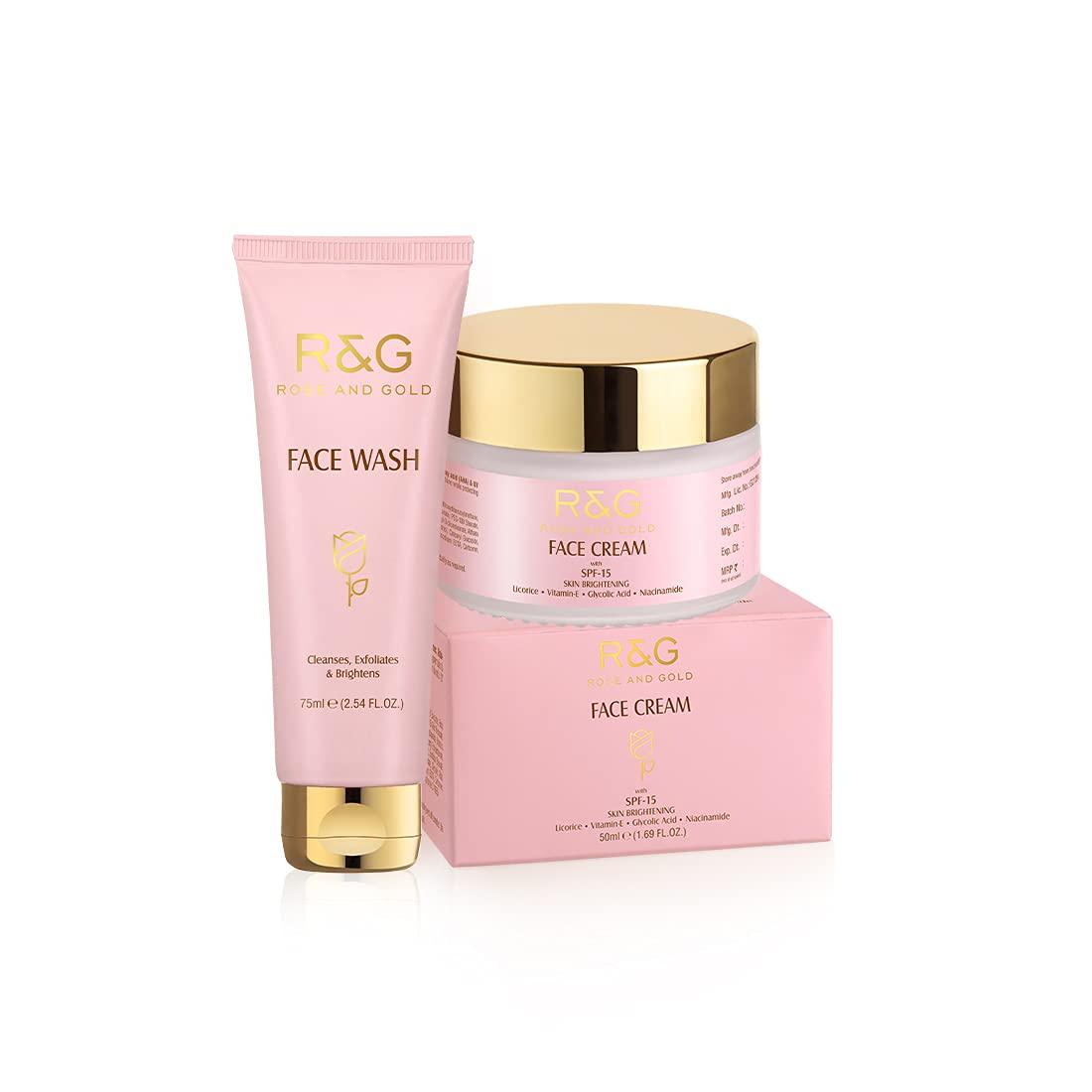 R&G Face Cream & Face Wash for Skin Brightening Combo | Radiant Skin Pigmentation | Vitamin-E UV Radiation | Skin Brightening | Unisex