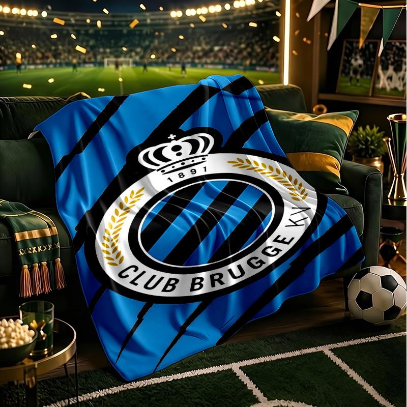 Coperta con Stemma FC Brugge Leggera Ideale per Letto Perfetta per Viaggi, Campeggio, Soggiorni, Uffici, Divani, Regalo di Natale per tifosi
