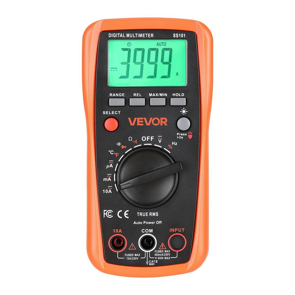 Digital Multimeter, 4000-Count TRMS DC/AC Voltmeter Current Tester, Auto-Ranging Multimeter for Current Voltage Resistance Capacitance Temperature