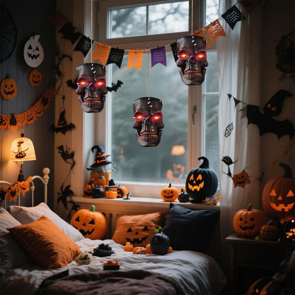 Halloweenské hračky, Elektrické snímání, Hlava, Dům, Rekvizity pro dekoraci strašidelného domu, Přívěsky pro žert.