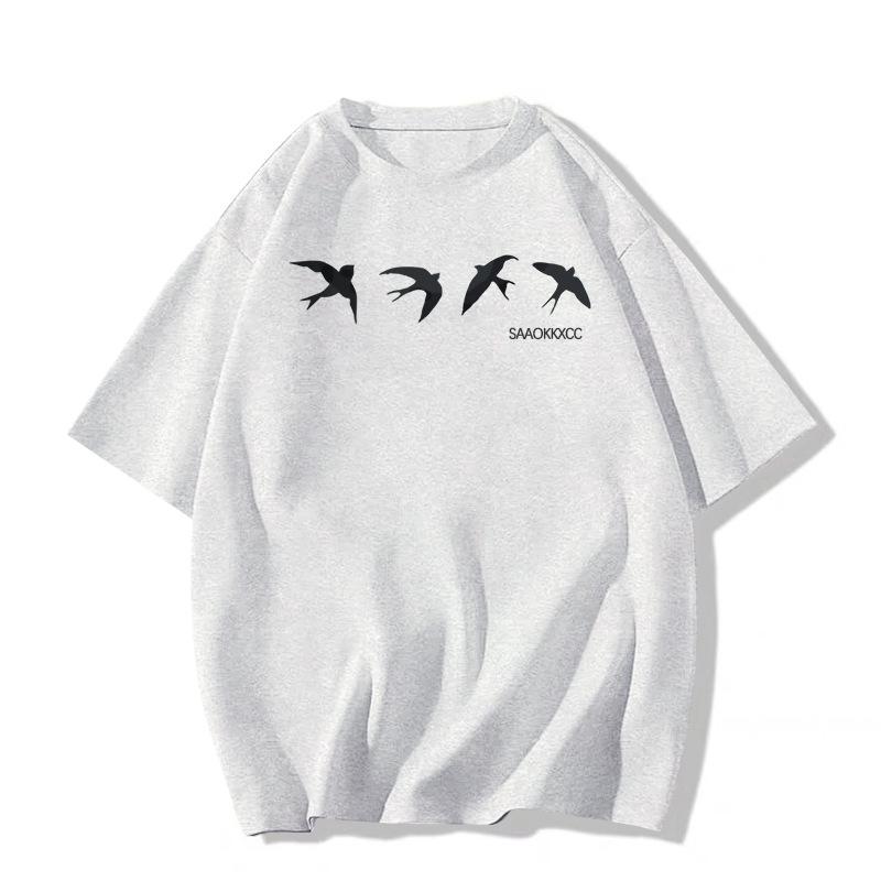 Large Size Summer Pure Cotton White Short-sleeved T-shirt Women's New American Front Shoulder Niche Design Half-sleeved Top