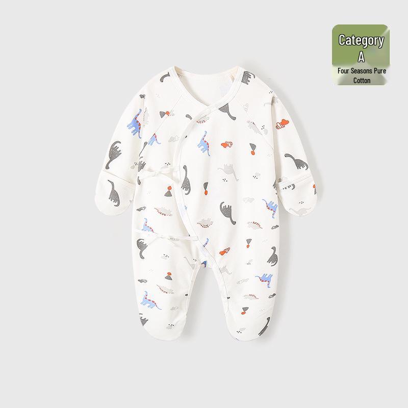 Baby Romper Pure Cotton A-Grade Crawling Suit with Hand & Foot Covers - Anti-Scratch Pajamas for Boys & Girls
