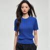 % Cotton Knitted Sweater Women's Summer New Temperament High-end Sense Thin Twist Thin Short-sleeved Crew Neck Top Thin