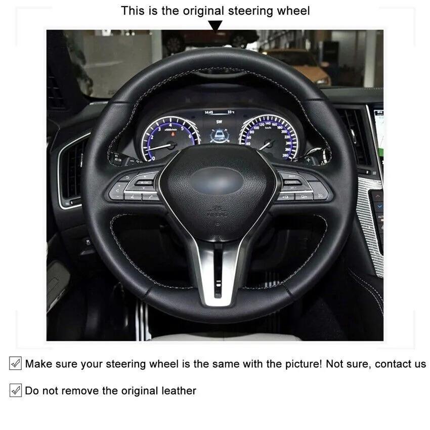 Hand-sewn Anti-slip Carbon fiber Leather Steering Wheel Cover Wrap for Infiniti Q60 QX50 Q50 Car Accessories