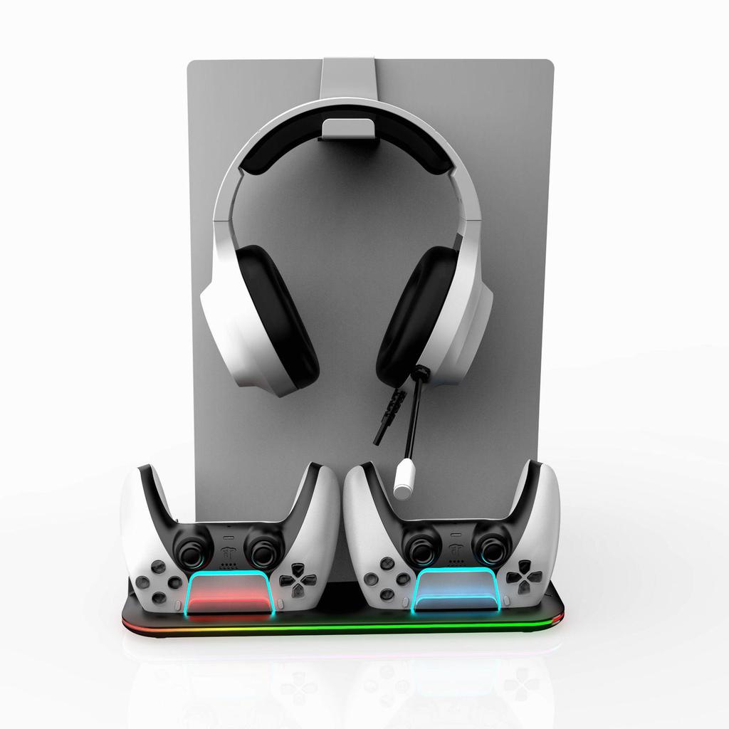PS5 Pro/Slim Ultra-Thin RGB Cooling Base & Controller Charging Dock with Game Disc Rack
