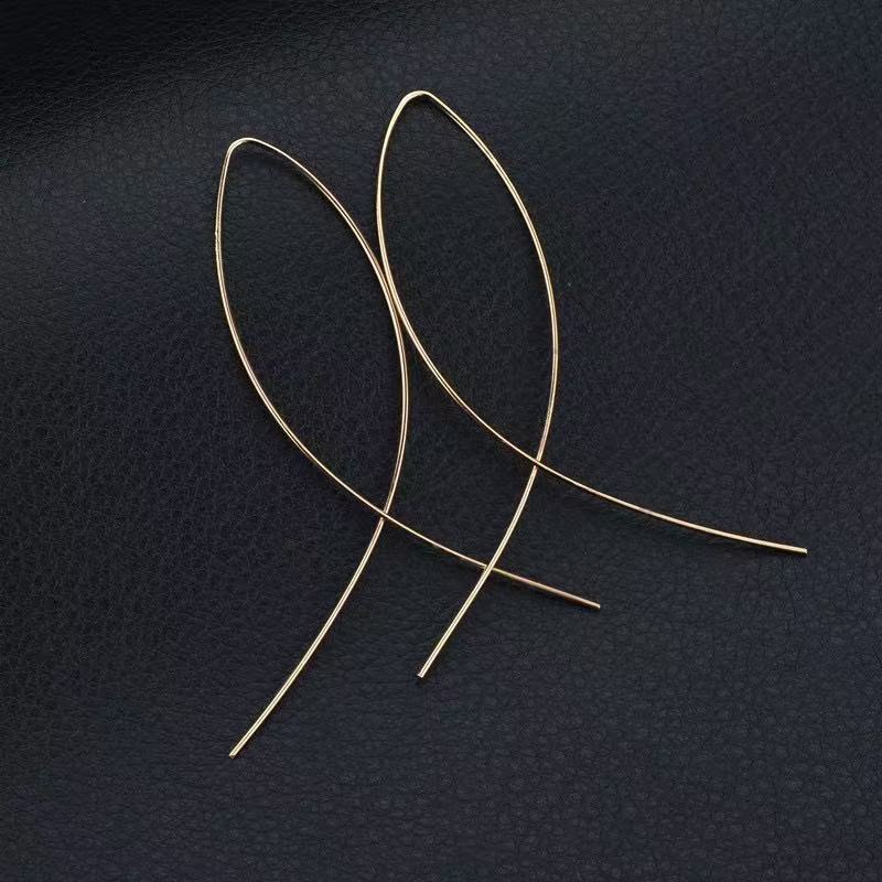 Minimalist Fish Hook Earrings , Geometric Alloy Drop Earrings for Women , Trendy Fashion Accessories золотой