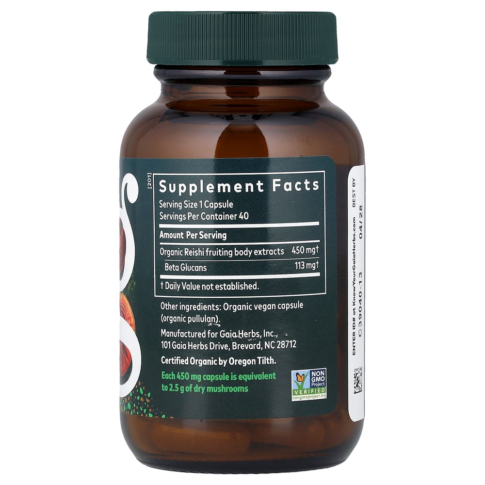 iHerb Gaia Herbs Reishi Mushroom Veggie Capsules 40 Count