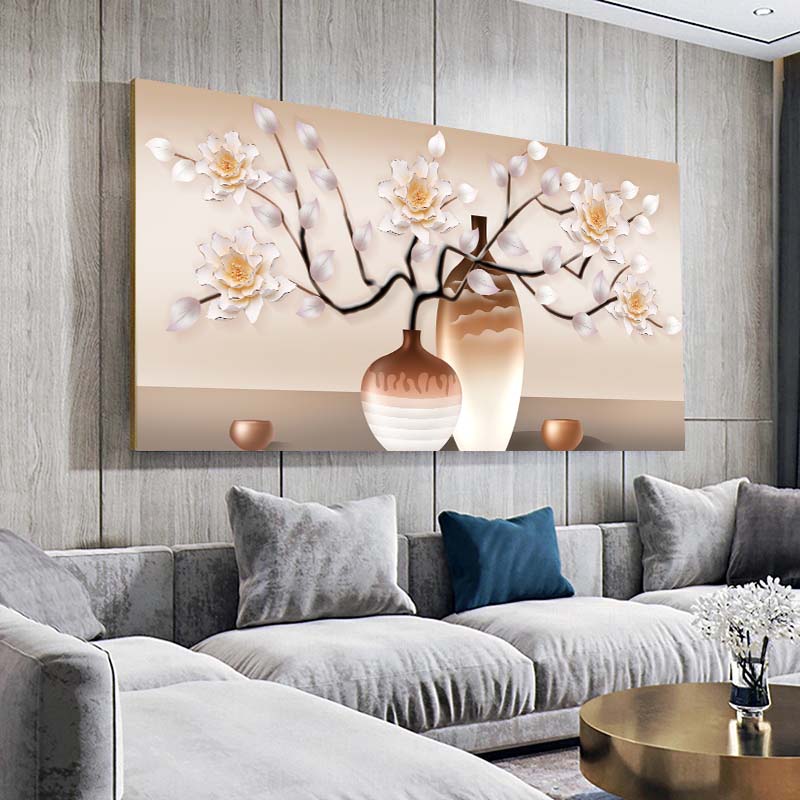 Abstraktes Goldenes Weißes Blume Leinwandgemälde Licht Luxus Wandkunst Bild Poster und Drucke für Wohnzimmer Heimdekor Kein Rahmen